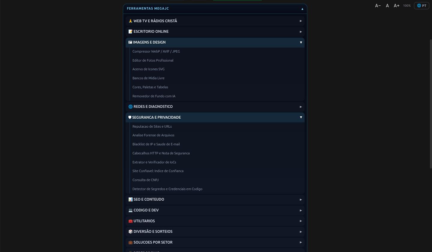 Ferramentas MegaJC – Imagens, Design, Segurança e Privacidade