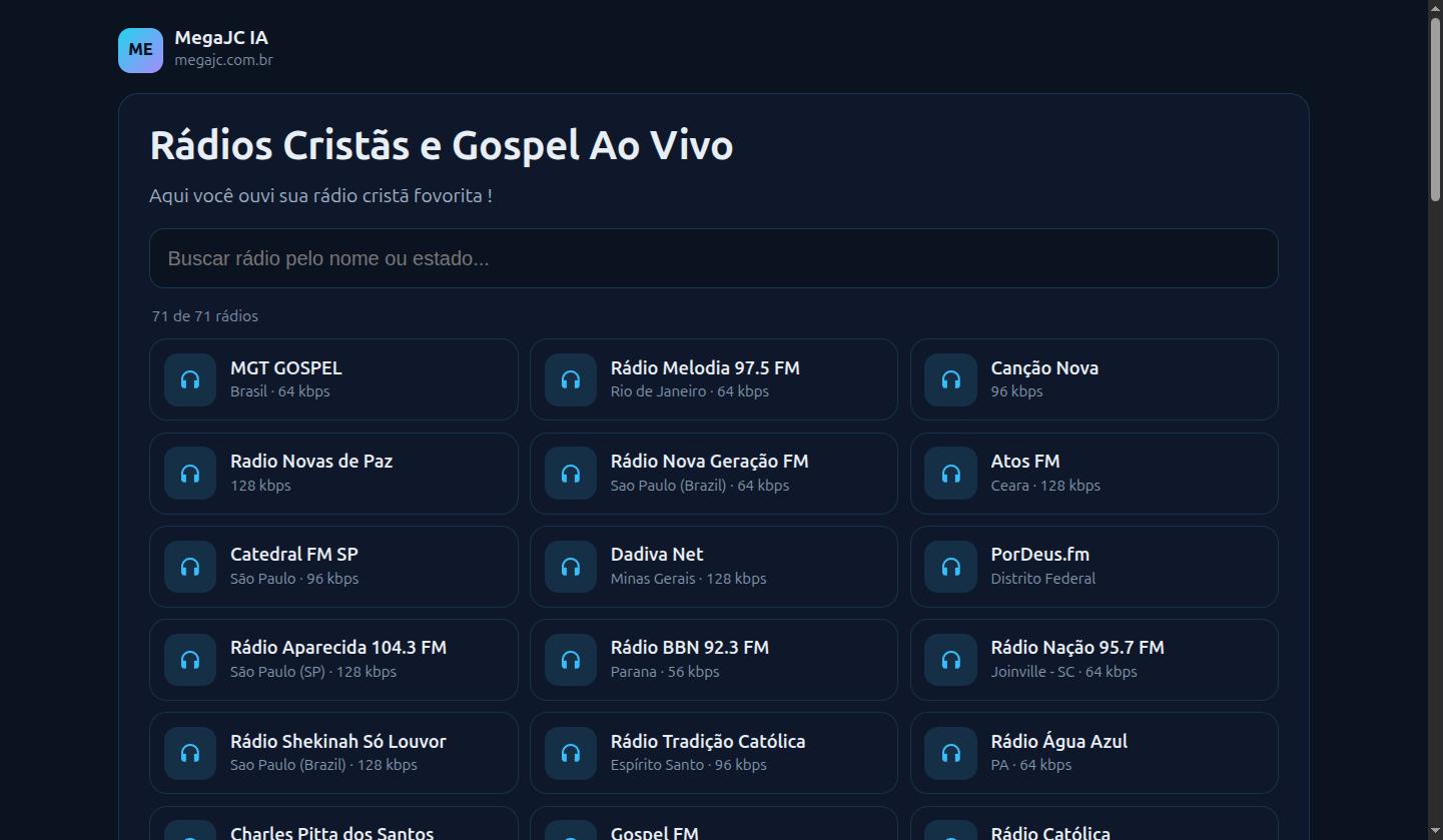 Rádios Cristãs e Gospel ao vivo – megajc.com.br