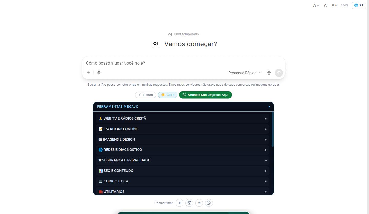 MegaJC IA no modo claro